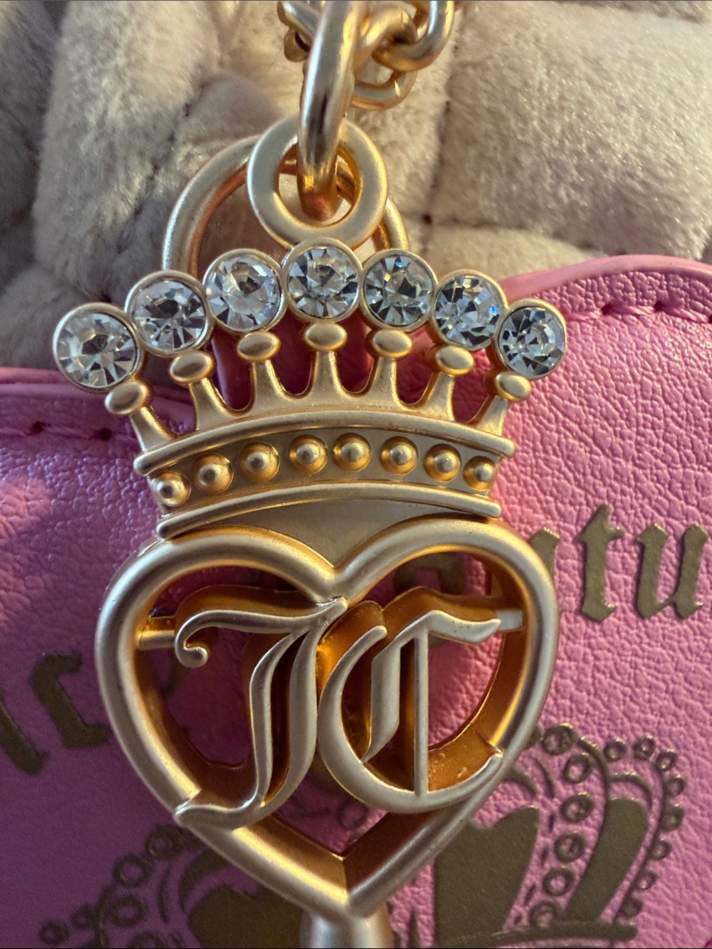 Juicy Couture Pink & Cream Quilted Satchel with Bow Accent - Picture 7 of 16
